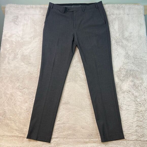 CALVIN KLEIN Mens Grey STRETCH Skinny Fit Business Dress Pants Slacks 38x34 - Picture 2 of 8